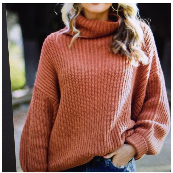Free People Swim Too Deep Marsala Chunky Knit Sweater - Picture 1 of 5
